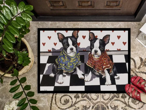 Miniatura 3 de Caroline's Treasures PPP3249MAT Boston Terrier Puppy Love Felpudo de 18 x 27 pulgadas, tapete para puerta delantera, interior y exterior