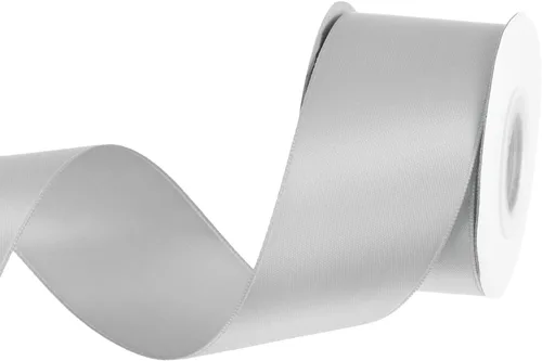Miniatura 225 de MECCANIXITY Cinta de satén de 3/8 pulgadas de 50 yardas, de grogrén, de seda sólida, fina para ramo de boda, para regalo del día de San Valentín