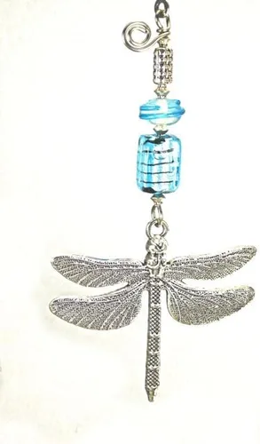Miniatura 2 de Turquoise Ice Blue Silvery Metal Dragonfly Ceiling Fan Pull Chain