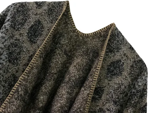 Miniatura 3 de Chal estilo poncho con frente abierto con patrón vintage, capa para mujer