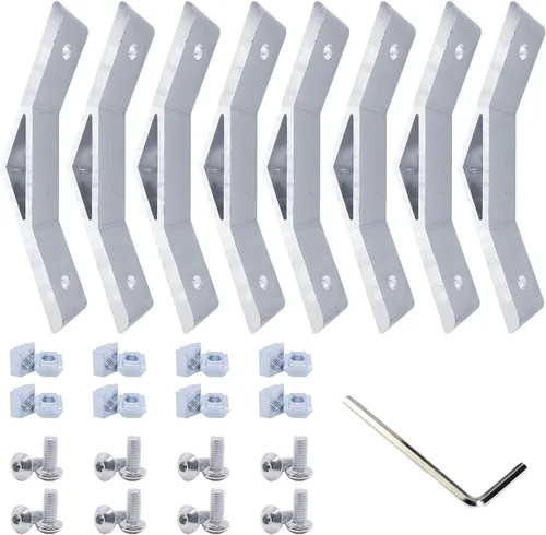 Miniatura 8 de 20 juegos de conectores de perfil de aluminio serie 1010, 20 soportes de esquina 1010, 40 tuercas en T, 40 tornillos hexagonales y 1 llave