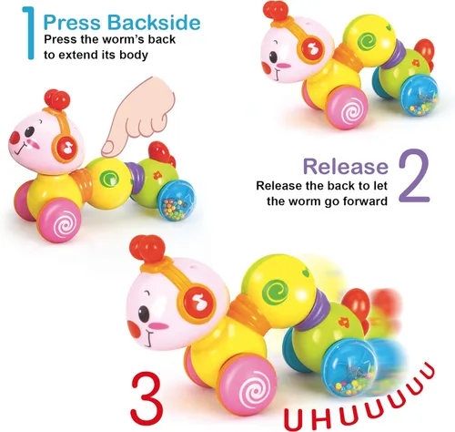 Miniatura 4 de Stone and Clark Juguete musical de oruga Press & Go, juguetes para bebés de 6 a 12 meses, juguetes para bebés de 6 a 12 meses, juguetes infantiles