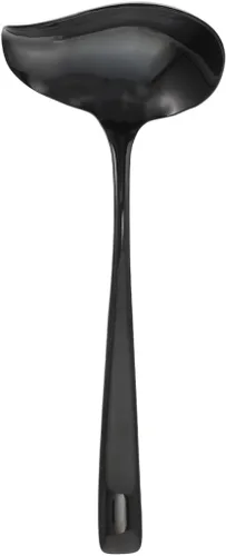 OSALADI Cuchara de sopa Duckbill de acero inoxidable con mango largo resistente a derrames, diseño para salsas y postres de 7.48 pulgadas, utensilio