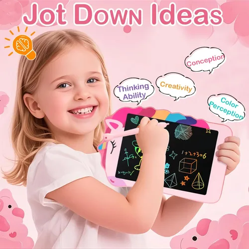 Miniatura 2 de Unicorn Toys Tableta de Escritura LCD para Niñas, Juguetes Coloridos para Niños Pequeños Tablero de Dibujo, Juguetes Educativos para Niños Rosa