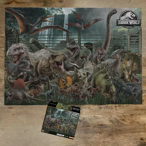 Miniatura 3 de Aquarius Jurassic World - Rompecabezas de 3000 piezas para adultos, rompecabezas gigantes con licencia oficial de dinosaurio T Rex de 42 x 35