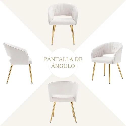 Miniatura 8 de Westice Juego de 1 silla de escritorio de terciopelo para oficina en casa, sillas modernas copetudas con patas de metal dorado, sillón tapizado