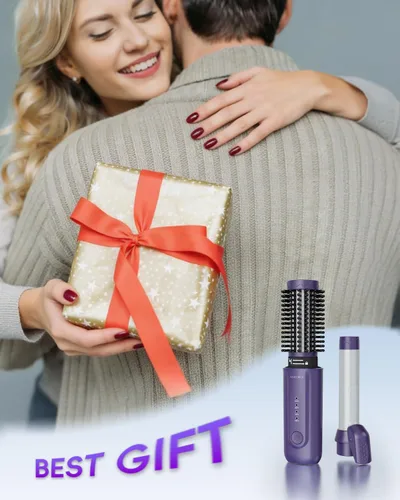 Miniatura 8 de Cordless Curling Iron Brush, 8000mAh, 4 Temp Setting, 1/1.5 inch 2 in 1 Portable Mini Travel Hot Comb,Rechargeable Hair Curler Cordless with 200