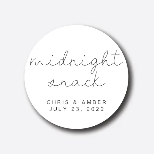 Midnight Snack Stickers - Food Snack Wedding Favor Tags - Favor Box Labels - Bridal Shower Stickers - Thank You Personalized Kraft (3 inch)