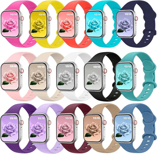 Bands Compatible with Apple Watch Band 38mm 40mm 41mm 42mm 44mm 45mm 46mm 49mm for Women Men, Soft Silicone Sport Replacement Strap Wristbands for