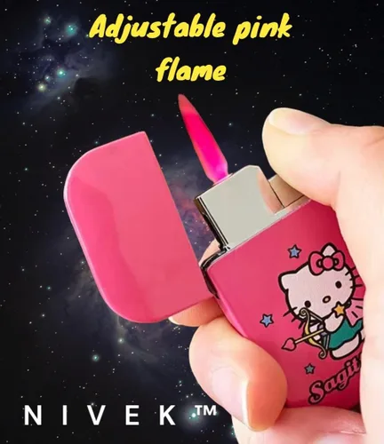 Miniatura 3 de NIVEK Kitty Cat Encendedor Y2k 12 Consetelaciones Horóscopo Astrología Zodiaco Signos de nacimiento Pretty Pink Flame Kawaii Coleccionable Japonés
