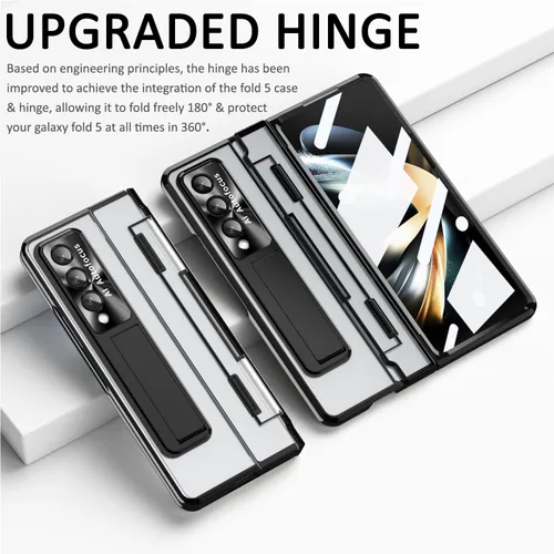 Miniatura 2 de Miimall Funda compatible con Samsung Galaxy Z Fold 5 con protección mejorada de bisagra, película de lente de cámara, protector de pantalla frontal
