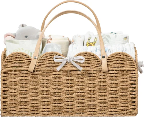 Miniatura 15 de HBlife Organizador grande de pañales para bebé, cestas de almacenamiento de cuerda de papel, contenedor de guardería con divisor extraíble