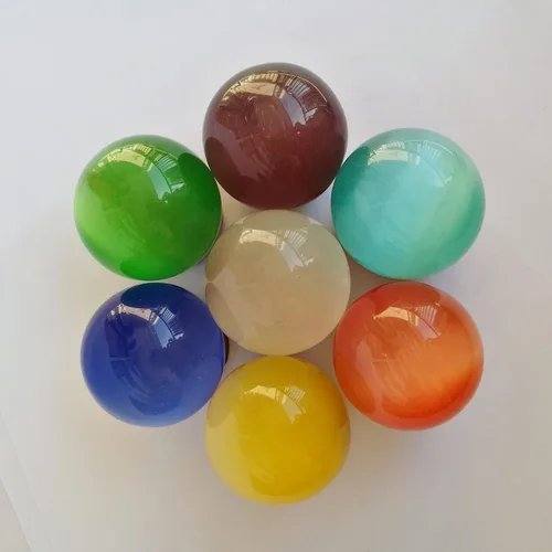Miniatura 2 de Escultura de esfera de adivinación de cristal curativo de ojo de gato blanco de 1.496-1.654 in, bola de piedras preciosas, decoración de escritorio