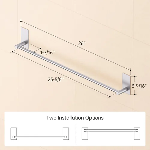 Miniatura 7 de KES Toallero de baño autoadhesivo de 24 pulgadas, no requiere taladro, para colgar toallas de baño, soporte para toallas de baño, acero inoxidable