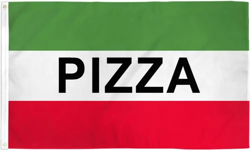 Miniatura 2 de Bandera de pizza roja, blanca y verde de 3 x 5 pies, perfecta para negocios, tiendas, tiendas y banderas de mensaje
