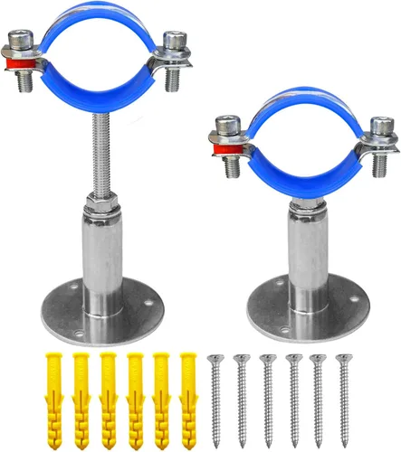 Miniatura 9 de Soportes de tubería de montaje en techo para montaje en pared, abrazaderas de tubo ajustables, perchas, acero inoxidable 304, 2 piezas adecuadas