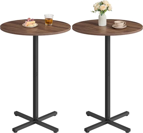 Miniatura 12 de VASAGLE EKHO Collection - Mesa de bar con almacenamiento, mesa redonda alta de pub, cuero sintético con costuras, moderna de mediados de siglo