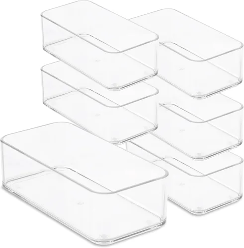 Miniatura 9 de primebox Organizadores de cajones de acrílico transparente de plástico. Baño, cocina, dormitorio, utensilios, cubos organizadores de oficina