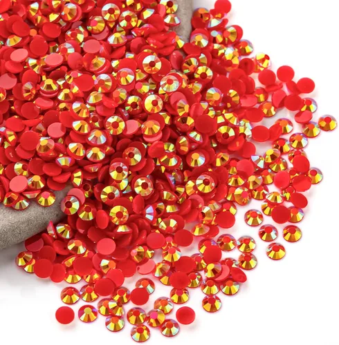 Miniatura 100 de Diamantes de imitación AB verdes a granel, 5000 piezas de diamantes de imitación de fondo plano redondos de gelatina AB sin fijación térmica, gemas