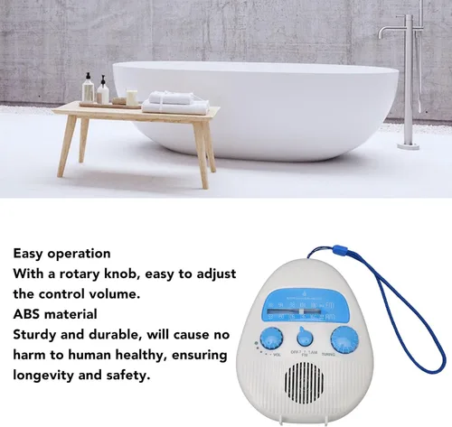 Miniatura 4 de Radio de ducha a prueba de agua, radio de baño portátil AM FM con altavoz integrado, para fácil sintonización y control de volumen