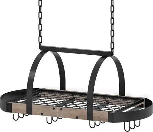 Miniatura 13 de CHOEZON Estante para ollas colgante, colgador de ollas para la cocina, soporte para ollas montado en el techo, organizador de utensilios de cocina