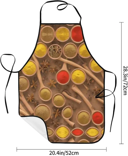 Miniatura 2 de Seasonings Printed Pattern Full Print Stain Resistant Apron With Pocket-Water Repellent Polyester Kitchen Apron For Cooking,Bbq,Waitress