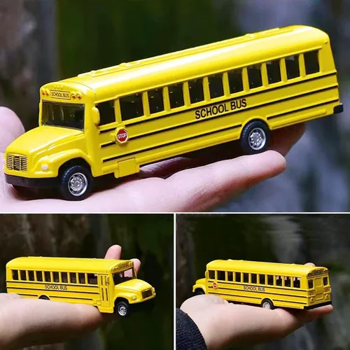 Miniatura 5 de Paquete de 2 juguetes de autobús escolar amarillo de 5.5 pulgadas, vehículos de juguete de metal fundido a presión, recuerdos de fiesta, el mejor