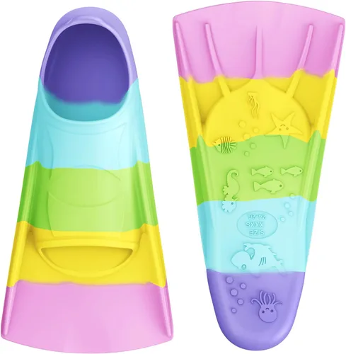 Miniatura 26 de Gintenco Aletas de Natación, Aletas de Entrenamiento de Natación para Niños para Natación de Vueltas, Aletas de Tamaño de Viaje con Bolsa de Malla