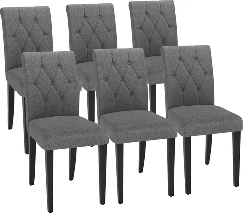 Miniatura 15 de Welzona - Juego de 4 sillas tapizadas para comedor, estilo Parsons, con botones, con patas de madera maciza, silla moderna de tela para Negro