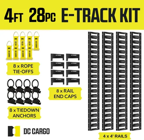 Miniatura 2 de Kit de amarre E-Track! 4 rieles horizontales de 4 pies con recubrimiento en polvo, 8 tapas de extremo, 8 amarres de cuerda, 8 anillos tóricos
