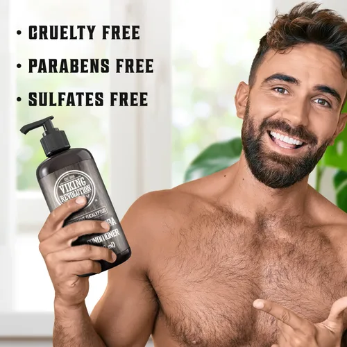 Miniatura 3 de Viking Revolution Biotin - Acondicionador de eucalipto y menta para hombre, con aceite de jojoba y aceite de menta, acondicionador para cabello