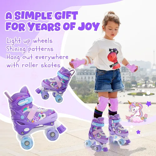 Miniatura 2 de SUPER YOUNGSTER Patines de ruedas ajustables con luces LED para niñas, diseño de unicornio para niñas de 4 a 6, 5 a 8, 8 a 12 años, patines