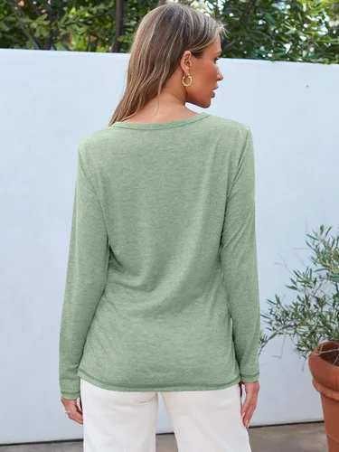 Miniatura 15 de SUNBS Paquete de 3 camisas de manga larga para mujer, ajuste holgado, ropa de otoño, ropa de moda 2025, camisetas básicas de entrenamiento, trajes