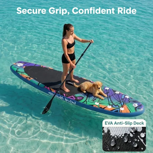 Miniatura 4 de SereneLife Tabla de Paddle Inflable de Pie - Diseño Amplio y Estable, Cubierta Antideslizante para Adultos y Jóvenes con Accesorios Premium