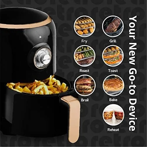 Miniatura 2 de Aria Air Fryers Construcción de cerámica de estilo retro de 2 cuartos de galón, freidora de aire pequeña y compacta, fácil de limpiar y apta