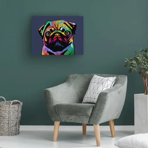 Miniatura 4 de Lienzo decorativo para pared, diseño de perro Pug de Michael Tompsett, arte de pared para sala de estar, dormitorio u oficina, 14 x 19 pulgadas