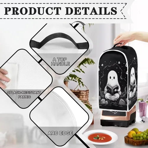 Miniatura 4 de TODIYADDU Funda negra para licuadora de fantasma, portátil, compatible con la mayoría de los electrodomésticos de cocina, a prueba de polvo, cocina
