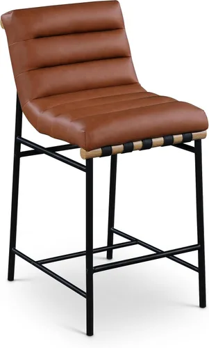 Miniatura 12 de Meridian Furniture 846Black-C Burke Collection Modern Taburete de bar contemporáneo con cuero vegano negro suave, marco de metal negro mate