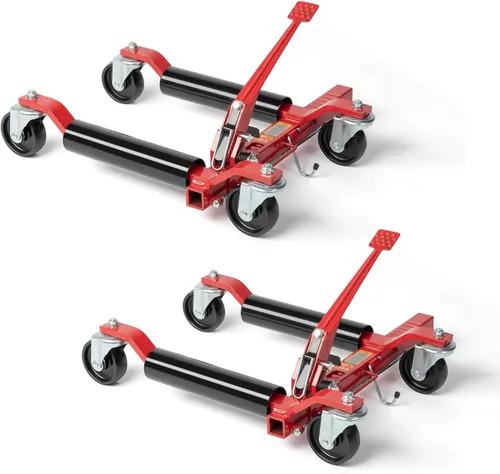 TUFFIOM Juego de 2 gatos para ruedas de automóvil, patines mecánicos de 3000 libras, gato de posicionamiento de vehículo de 12 pulgadas, rodillos