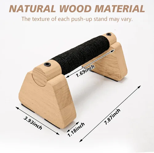 Miniatura 5 de Barras de parallettes - Equipo de calistenia de madera para entrenamiento de mano, barras de empuje y barra de calistenia - Bloques de mano y asas