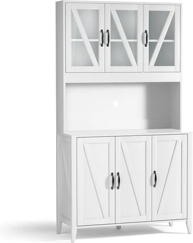 VOWNER Armario de almacenamiento de despensa de cocina, armarios de cocina altos con 6 puertas, armario de almacenamiento independiente con estantes