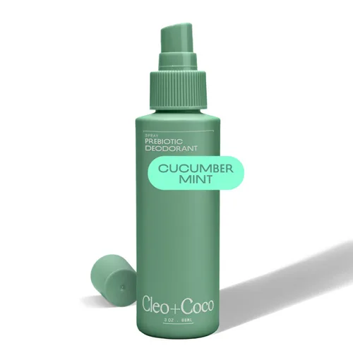 Cleo+Coco - Desodorante prebiótico en aerosol, menta de pepino (3.0 onzas), desodorante multiusos y calmante para mujeres y hombres, desodorante de