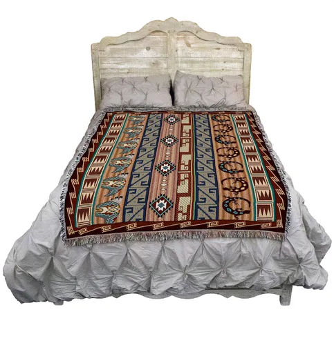Miniatura 2 de Pure Country Weavers - Manta con fetiches - Inspirada en nativos americanos del suroeste - Manta tejida de regalo, algodón, 72x54, fabricada en EE.UU