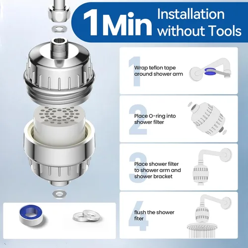 Miniatura 5 de VOXON - Filtro de ducha de 36 etapas, eliminación del 99.99% del cloro, fluoruro, metales pesados, filtro para cabezal de ducha para agua dura que