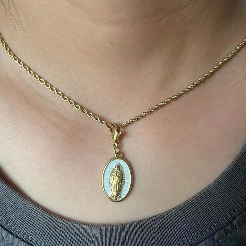 Miniatura 3 de AMOBESTER Dijes de clip chapados en oro de la Virgen María, colgante religioso de oro de 18 quilates para collar, pulsera, rosario, cierre