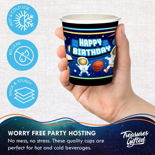 Miniatura 3 de Treasures Gifted Vasos de papel para el espacio exterior, 24 unidades, 9 onzas, decoraciones de fiesta del espacio exterior, decoraciones de fiesta