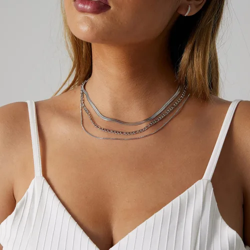 Miniatura 75 de Collares en capas para mujer, chapados en plata, delicada cuerda torcida de serpiente, delicado collar en capas, gargantilla de diferentes