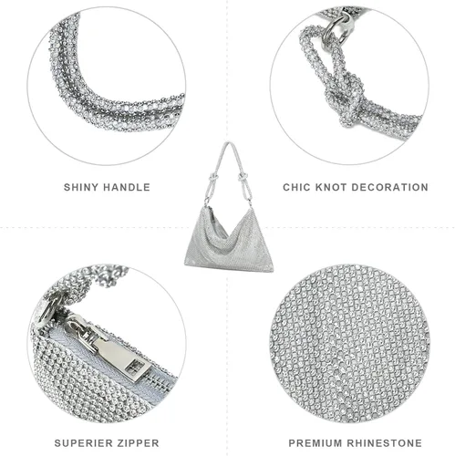 Miniatura 5 de YIKOEE Bolso de mano de noche con diamantes de imitación con purpurina