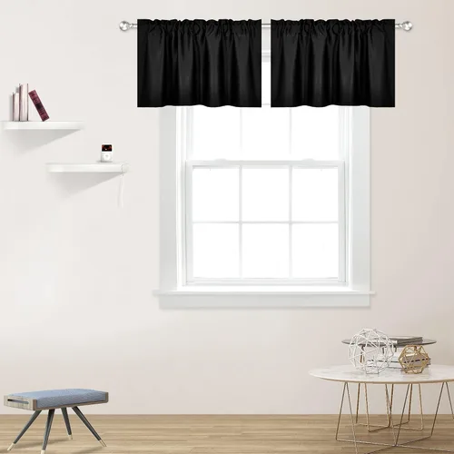 Miniatura 26 de DECOVSUN Cenefas Aqua para ventanas de cocina, con bolsillo para barra, opacas, con aislamiento térmico, 1 panel de 42 x 18 pulgadas