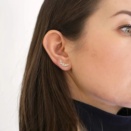 Miniatura 2 de Rnivida Aretes tipo dormilona de plata de ley 925, hipoalergénicos, pequeños aretes de circonita cúbica para mujer